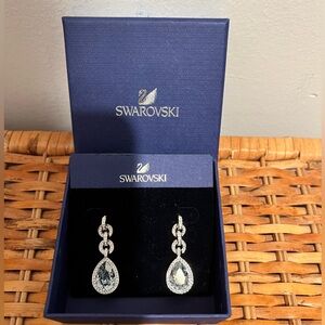 Swarovski Silver Teardrop Crystal Earrings